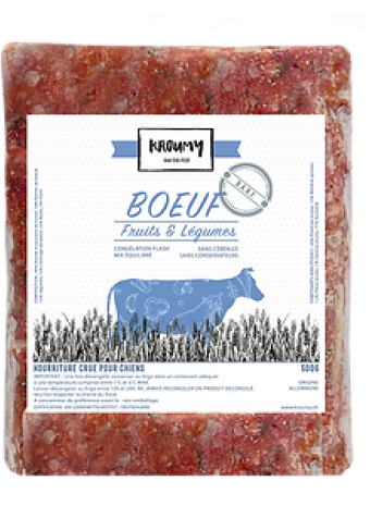 Kroumy Produit Barf Boeuf Fruits Et Legumes 500g